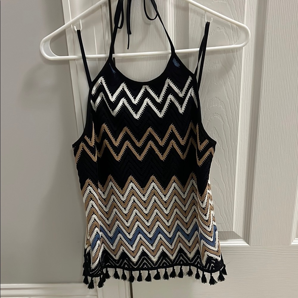 Laundry By Shelli Segal Black and White Graphic Camisole